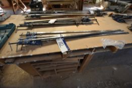 Five mainly Record Flat Bar Sash Clamps, mainly 1.5m long