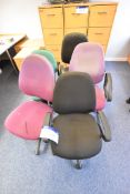 Five Assorted Fabric Upholstered Swivel Chairs