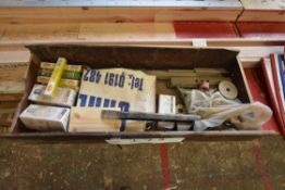 Assorted Tooling and Lightbulbs, in timber box