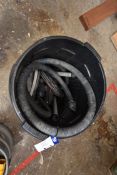 Assorted Vacuum Fittings and Hoses, with plastic bin