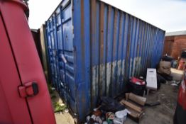 Steel Cargo Container, approx. 6m long (marked 5), reserve removal until contents cleared, no