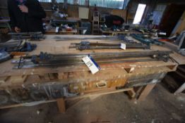 Five mainly Record T Bar Sash Clamps, each approx. 1.8m long