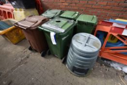 Wheelie Bins, as set out with plastic composting bin