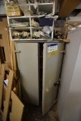 Double Door Steel Cabinet, with contents in and over, including door and drawer furniture