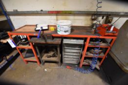 Steel Framed Workbench, Seven Drawer Tool Cabinet,