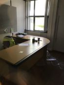 Light Oak Effect Metal Framed L Shaped Desk Unit,