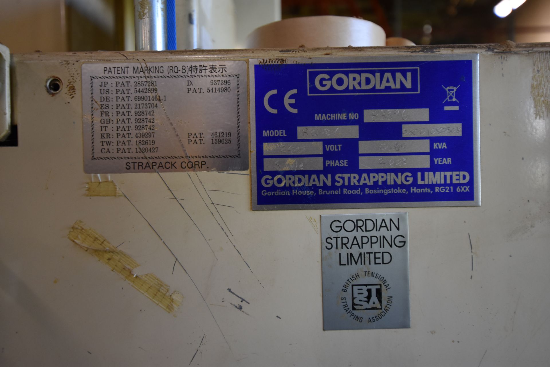 Gordian RQ-8Y STRAPPING MACHINE, machine no. 82296 - Image 3 of 3