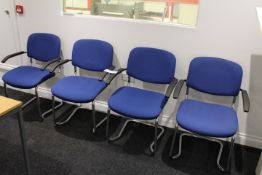 Four Blue Fabric Upholstered Meeting Armchairs