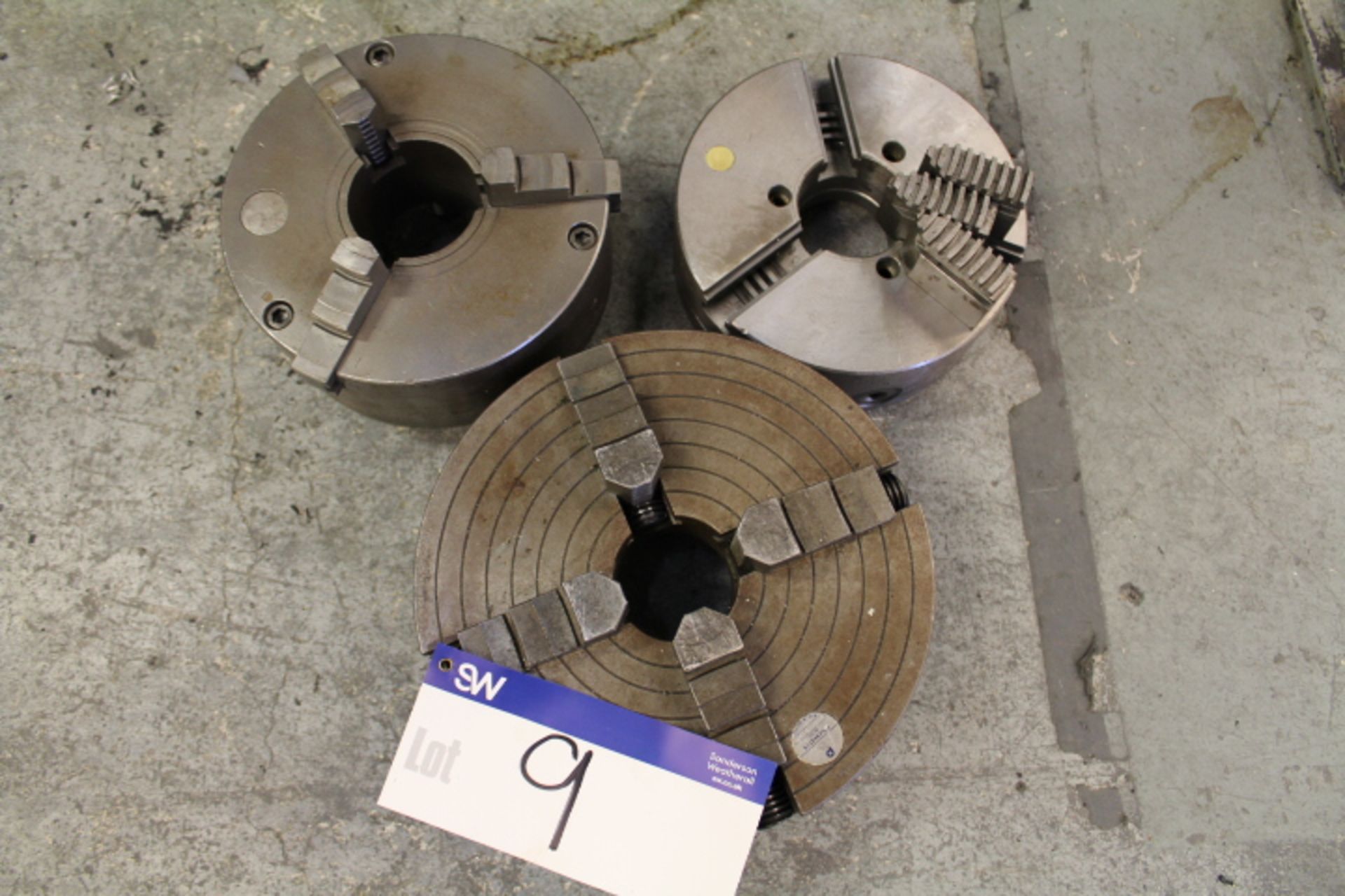 Four Jaw Chuck, 315mm dia. and Two Three Jaw Chuck