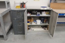 Steel Double Cabinet and Contents with Three Drawe