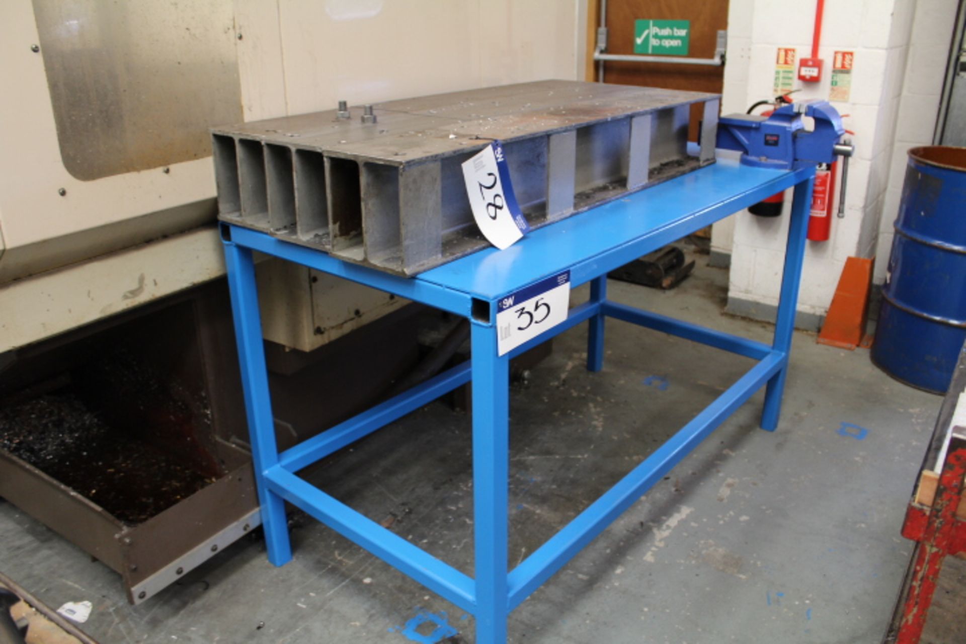 Sealey 150mm Engineers Bench Vice, on steel bench,