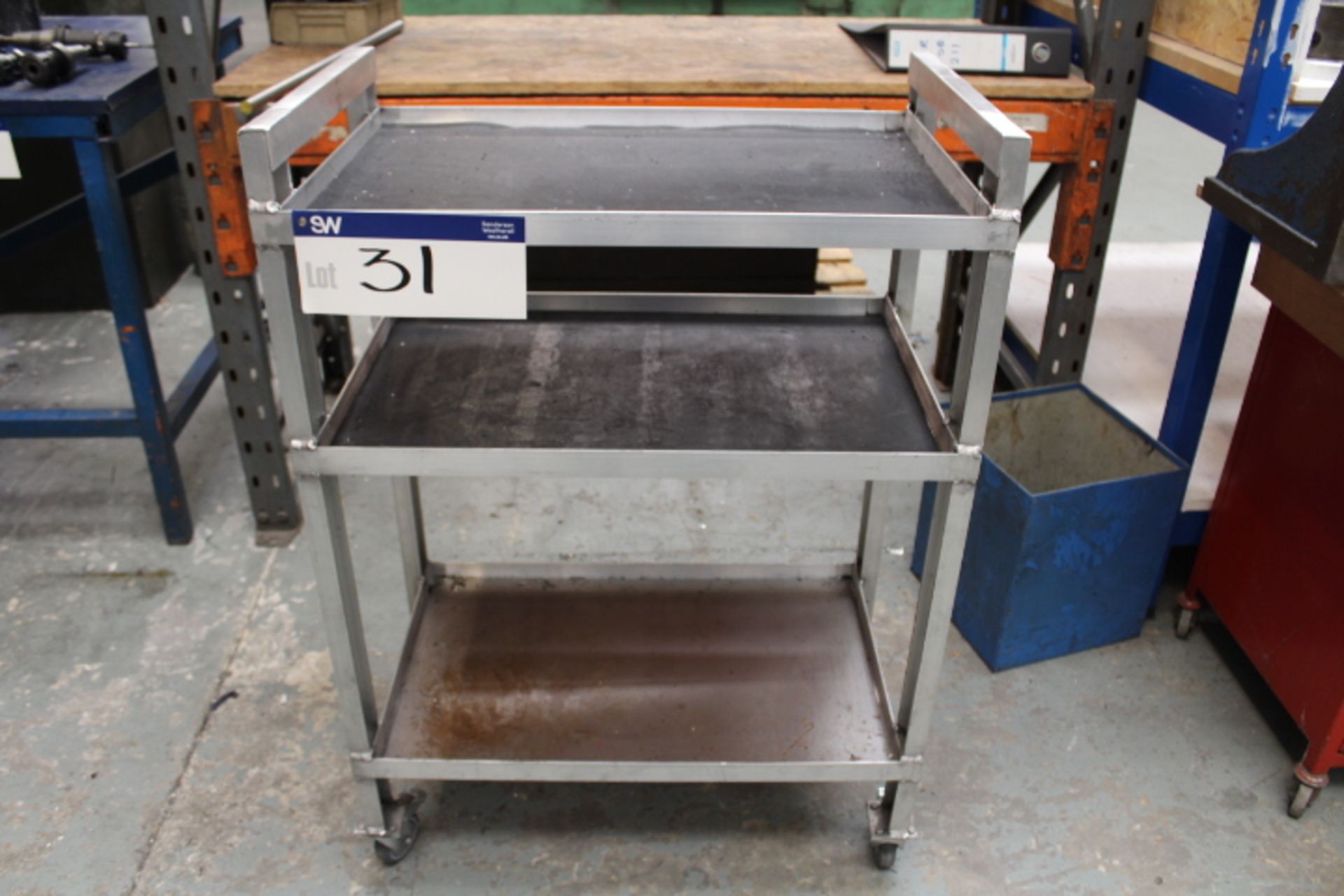 Alloy Three Tier Trolley, approx. 700mm wide