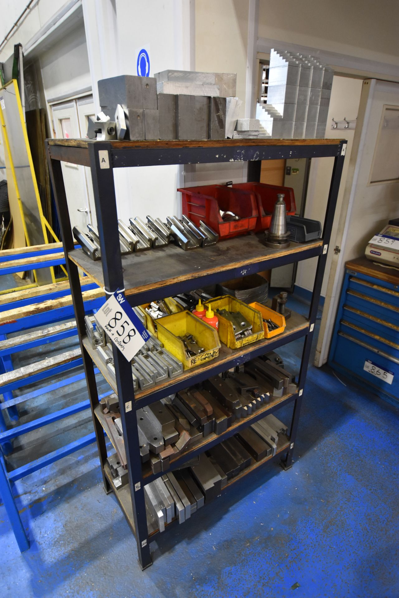 Steel Rack, with contents, including mainly packin