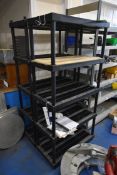 Two Keter Four-Tier Plastic Racks, each approx. 90