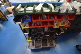 Double Sided Mobile Parts Rack, with plastic stack