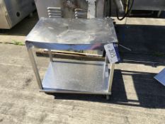 Mobile Stainless Steel Table, approx. 800mm x 530mm x 750mm high, £20 lift out charge