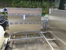 Two Stainless Steel Mobile Screens, approx. 1500mm x 700mm x 1500mm high, £50 lift out charge