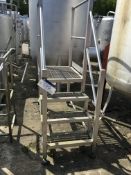 Mobile Stainless Steel Three Step Platform, approx. 1600mm long x 720mm wide x 2000mm high, £50 lift