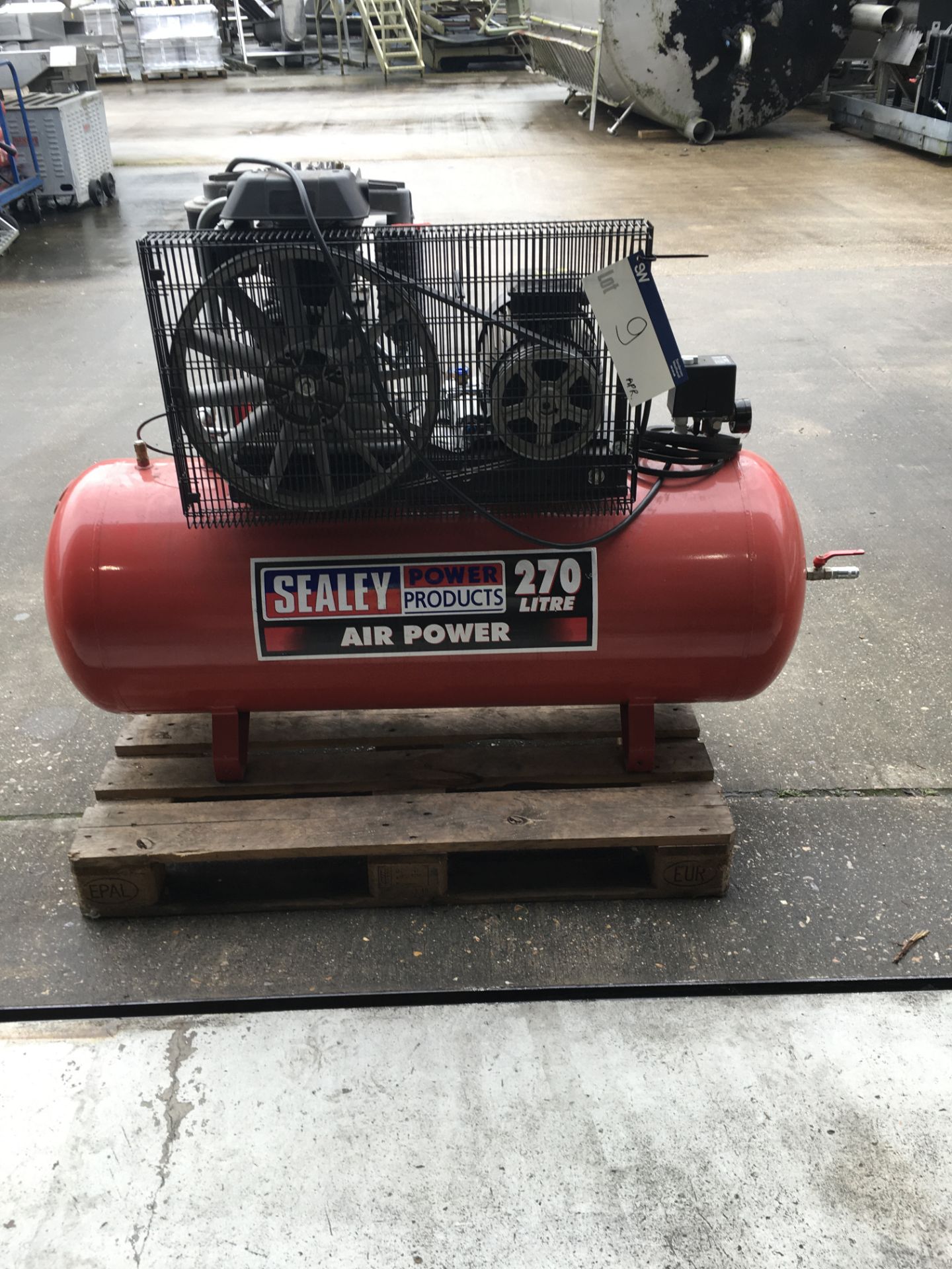 Sealey 270 Litre Receiver Mounted Air Compressor, max pressure 10bar/145psi, approx. 1630mm long x