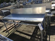 Stainless Steel Table, on metal frame, approx. 1780mm x 610mm x 900mm high, 250mm back upstand, £