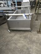 Insulated Stainless Steel Tank, on stainless steel frame, approx. 2130mm x 1100mm x 500mm high, £