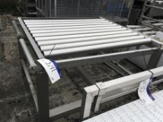 Stainless Steel Roller Conveyor, on stainless steel frame, roller approx. 1300mm wide, £50 lift