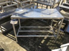 Stainless Steel Table, on aluminium frame, approx. 1100mm x 610mm x 840mm high, £20 lift out charge