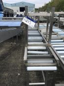 Two Plastic Roller Conveyor, on stainless steel frame, roller width approx. 400mm, 1m high x 450