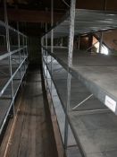 14 Bay Galvanised Steel Boltless Pallet Racking, with shelves, dimensions approx. ten bays x 2.4