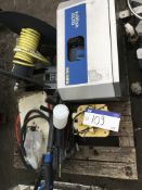 Pallet, containing pressure washer, two hose reels, transformer and Nilfisk Alto pressure washer, £