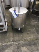 Stainless Steel Tank, with two infeeds and two outlets and flotation valve, approx. 600mm x 600mm
