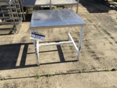 Stainless Steel Top Table, on metal frame, approx. 840mm x 840mm x 810mm high, £20 lift out charge