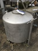 Portable Stainless Steel Vessel, with bottom outlet, approx. 860mm x 860mm x 1500mm high, £30 lift