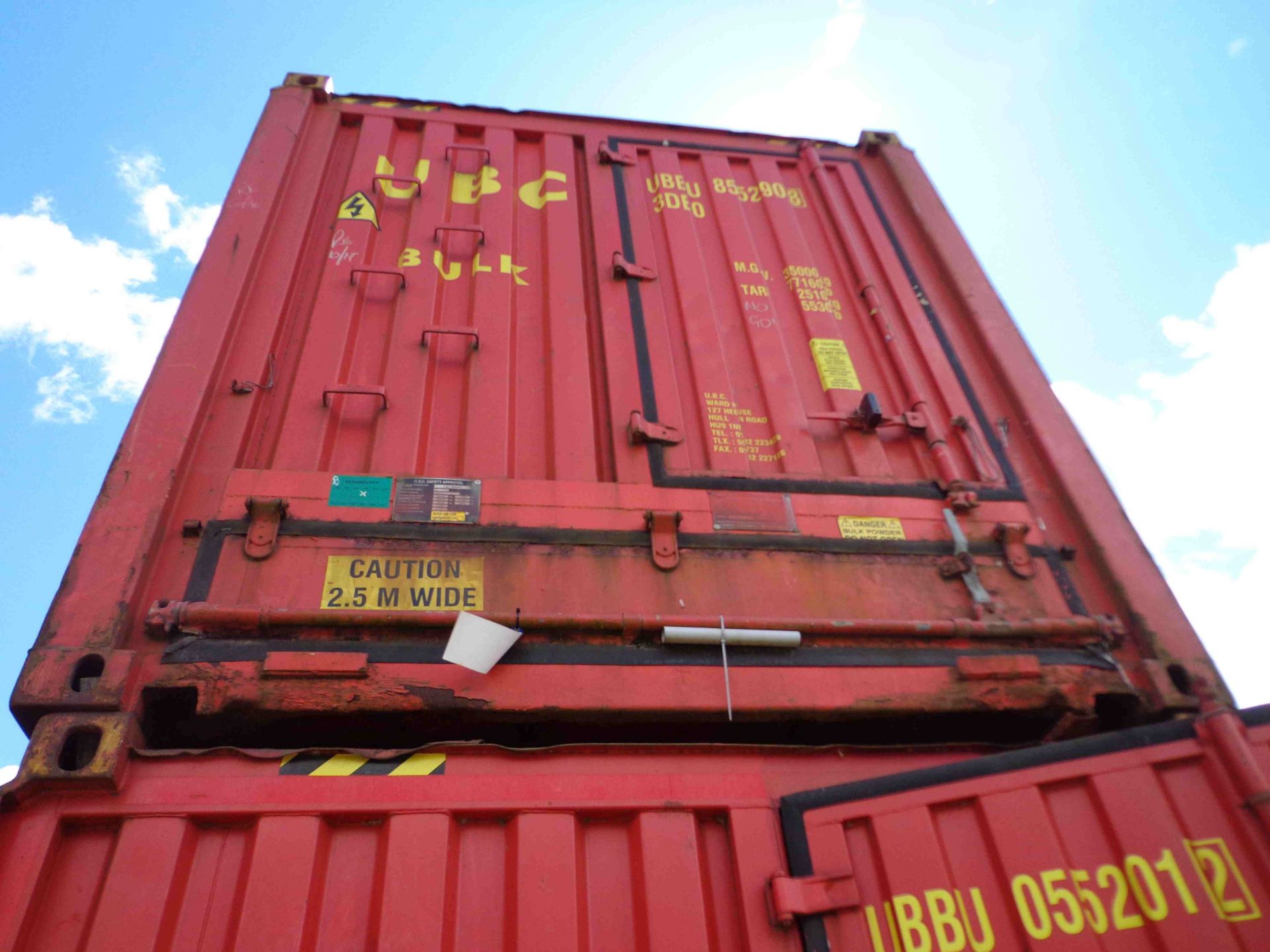 30ft Steel Container, stacked on top, (will need electrics disconnecting) (Delivery Reserved Until