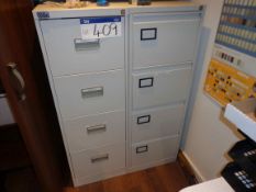 Two Grey Steel Four Drawer Filing Cabinets