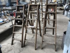 Three Wooden Six Rise Stepladders