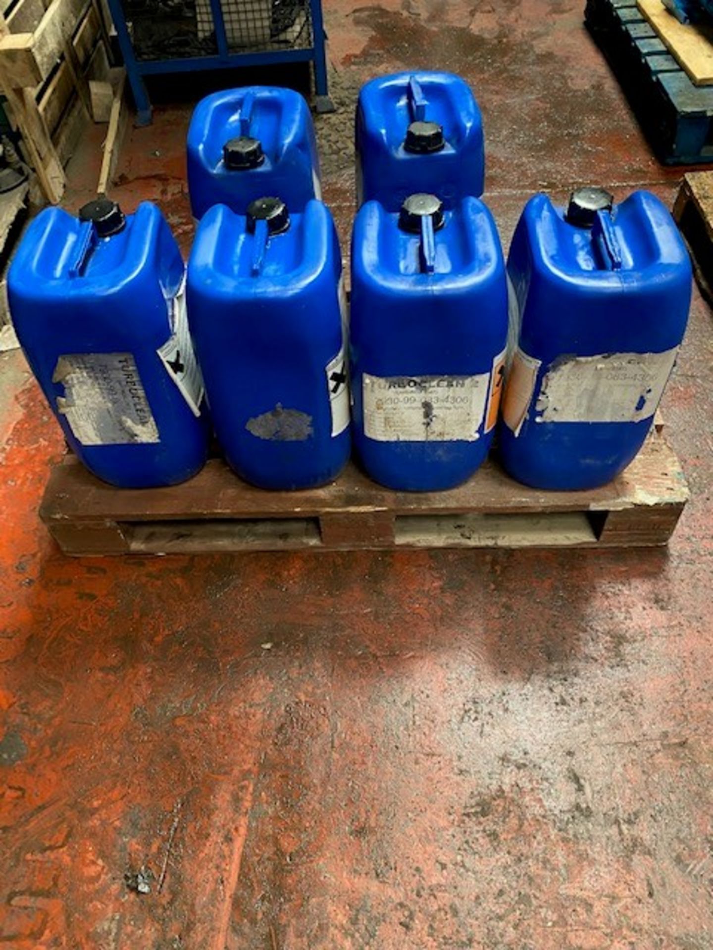 Six 25 Litre Drums of Degreaser, as set out, loadi