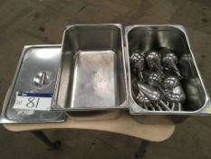 Two Stainless Steel Trays, with 20 stainless steel