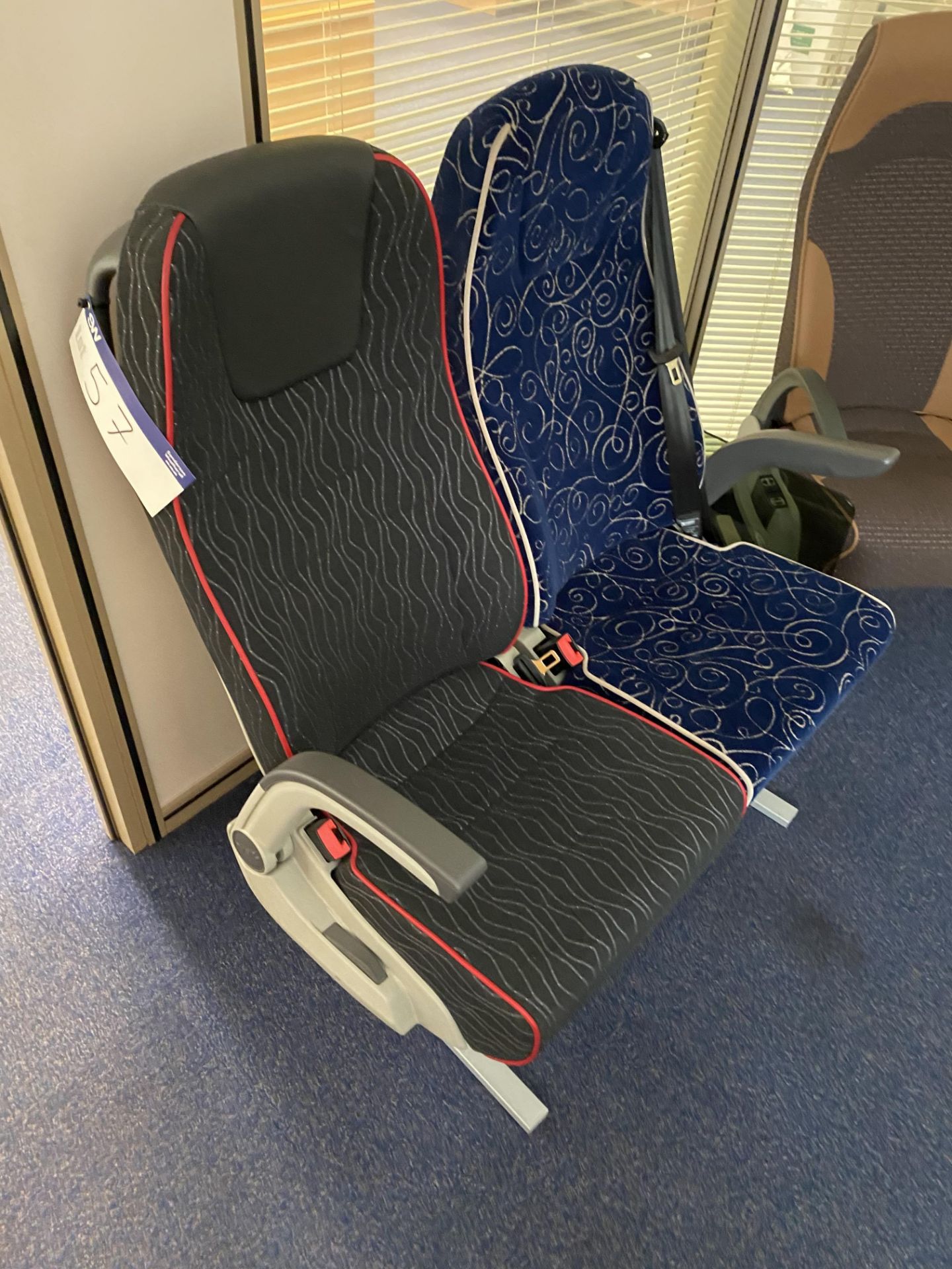 Two Fabric Upholstered Executive Coach Seats