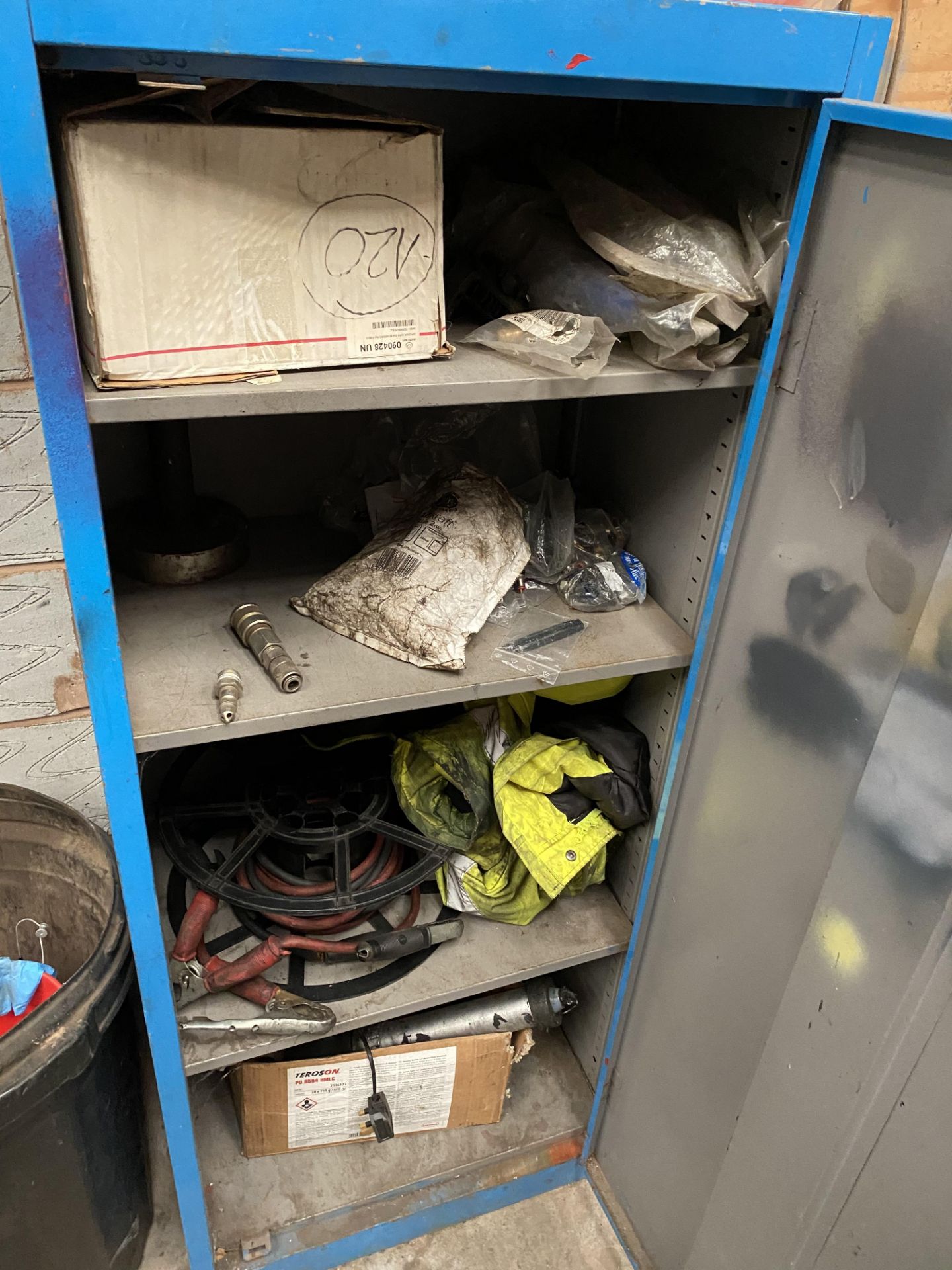 Steel Single Door Flammables Cabinet, with welding consumables and equipment - Image 2 of 2