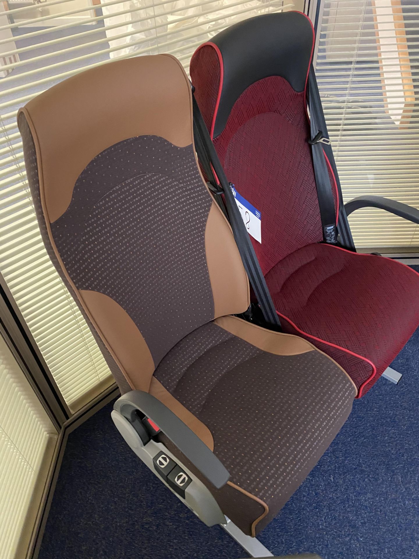 Two Fabric/ Leather Effect Upholstered Executive Coach Seats