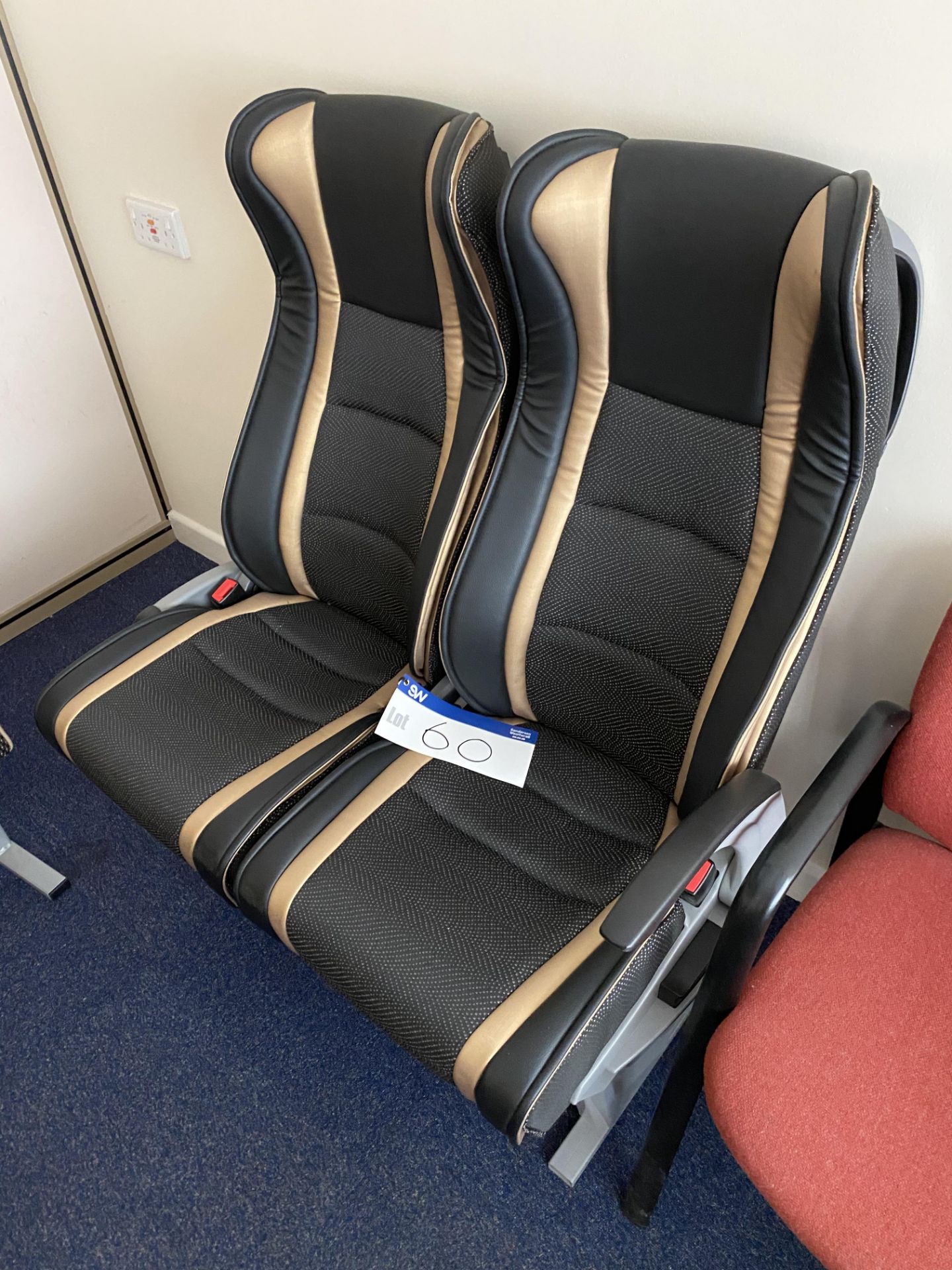 Two Fabric/ Leather Effect Upholstered Executive Coach Seats