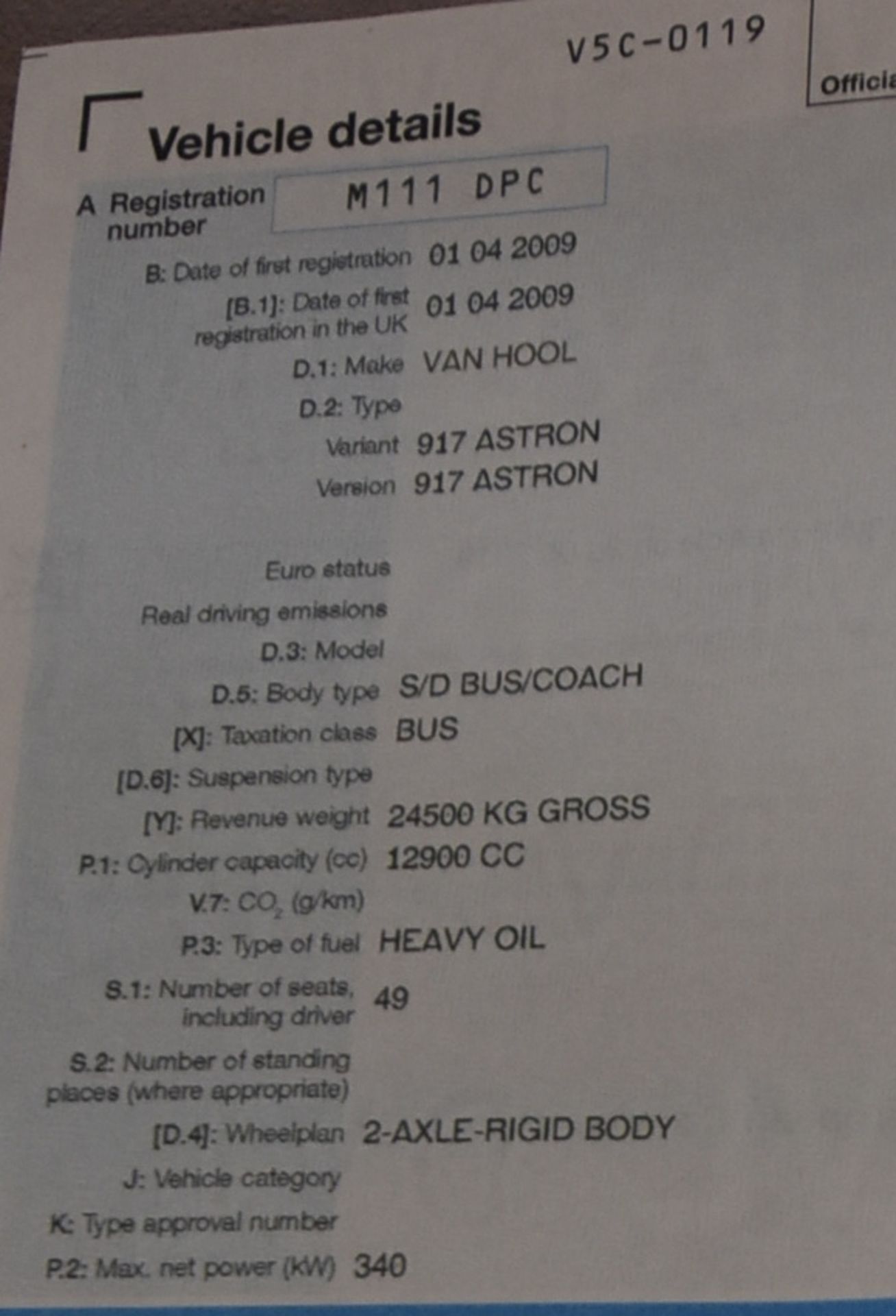 Van Hool T917 ASTRON 14.04m SALOON COACH, registra - Image 30 of 31