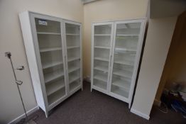 Two Matching Glazed Double Door Display Cabinet (P