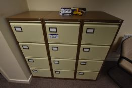 Three Steel Four Drawer Filing Cabinets (Please no