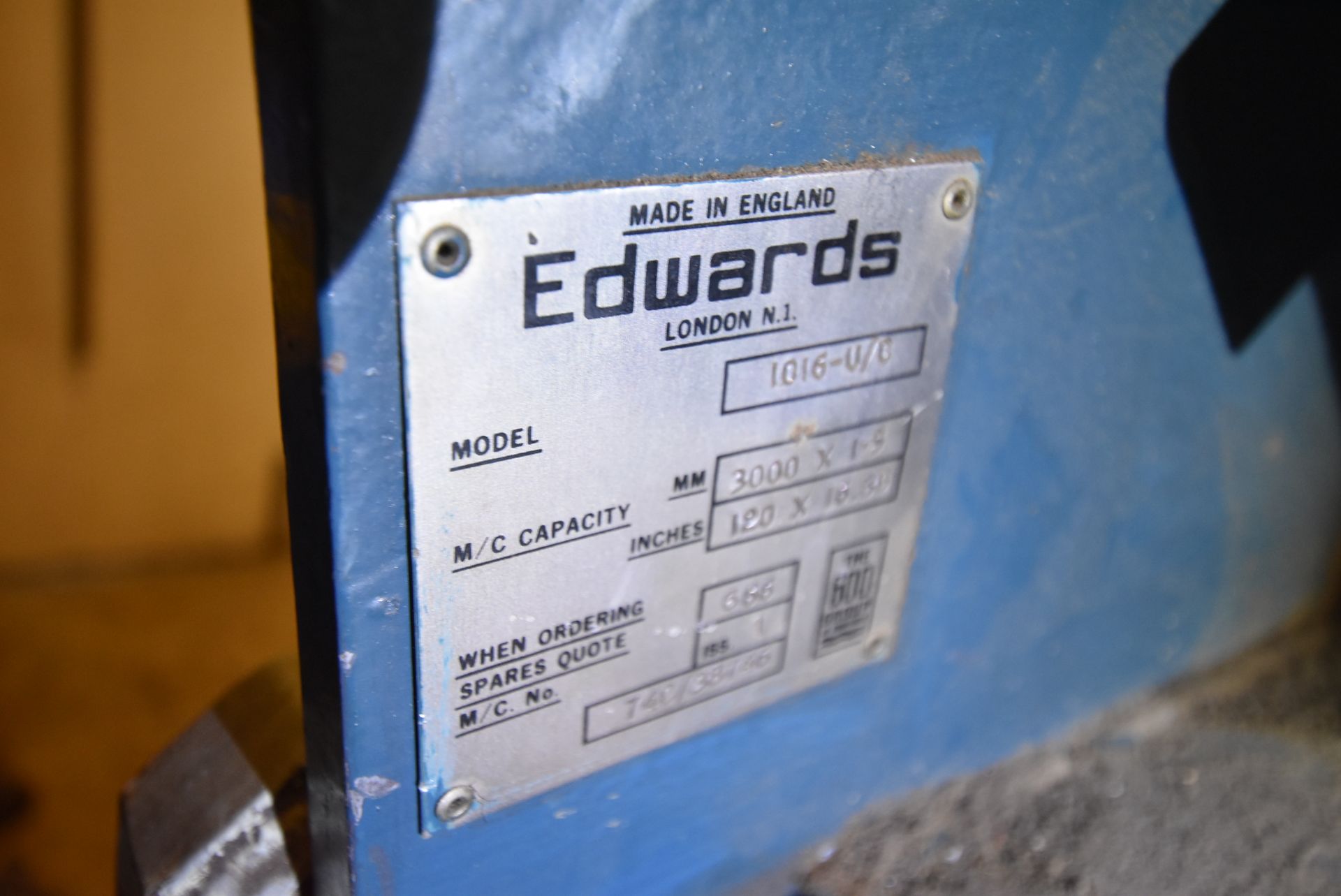 Edwards 1016-U/C 3000mm x 1.5mm HAND OPERATED FOLD - Image 3 of 3