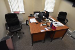 Two Double Pedestal Desks, each with swivel armcha