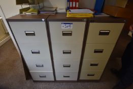 Three Steel Four Drawer Filing Cabinets (Please no