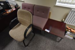 Two Fabric Upholstered Reception Chairs, with occa