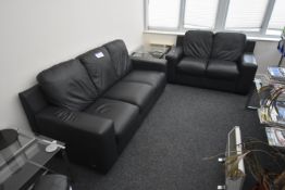 Three Seater & Two Seater Black Upholstered Settee